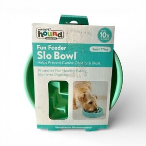 Outward Hound Fun Feeder Slo Bowl Dog Small/Tiny Mint Green Slow Feeder NIB